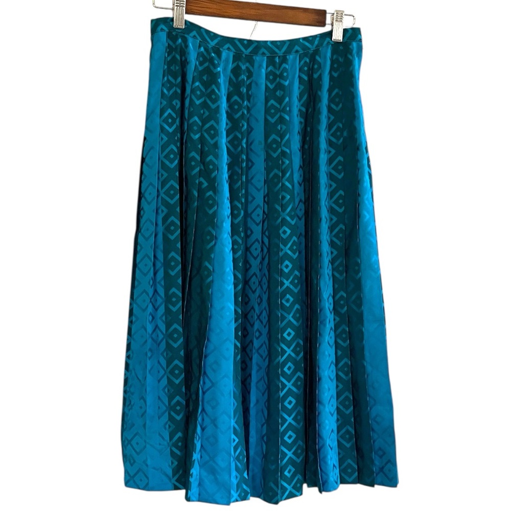 VINTAGE UMI COLLECTIONS BY ANNE CRIMMINS SILK PLEATED SKIRT BLUE SIZE 10